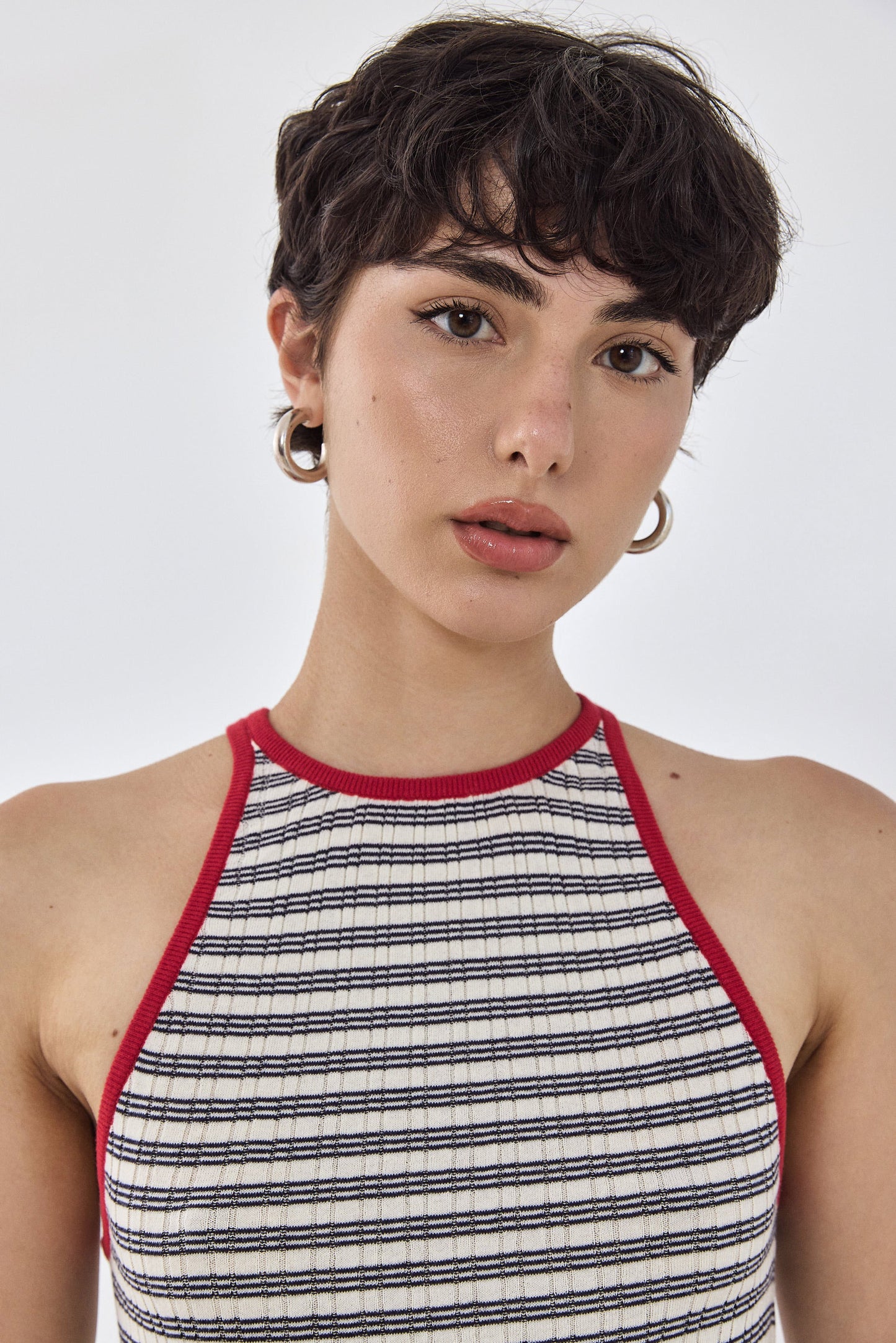 Striped Ribbed Racer Tank Top - Dé Rococo