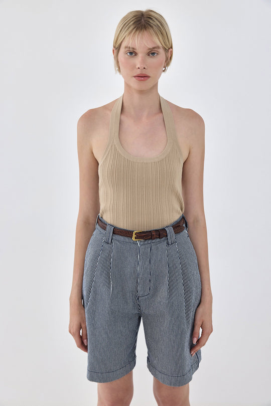 Collared Ribbed Tank Top - Dé Rococo