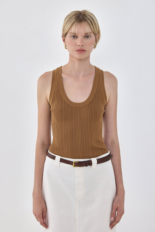 Deep Scoop Ribbed Tank Top - Dé Rococo