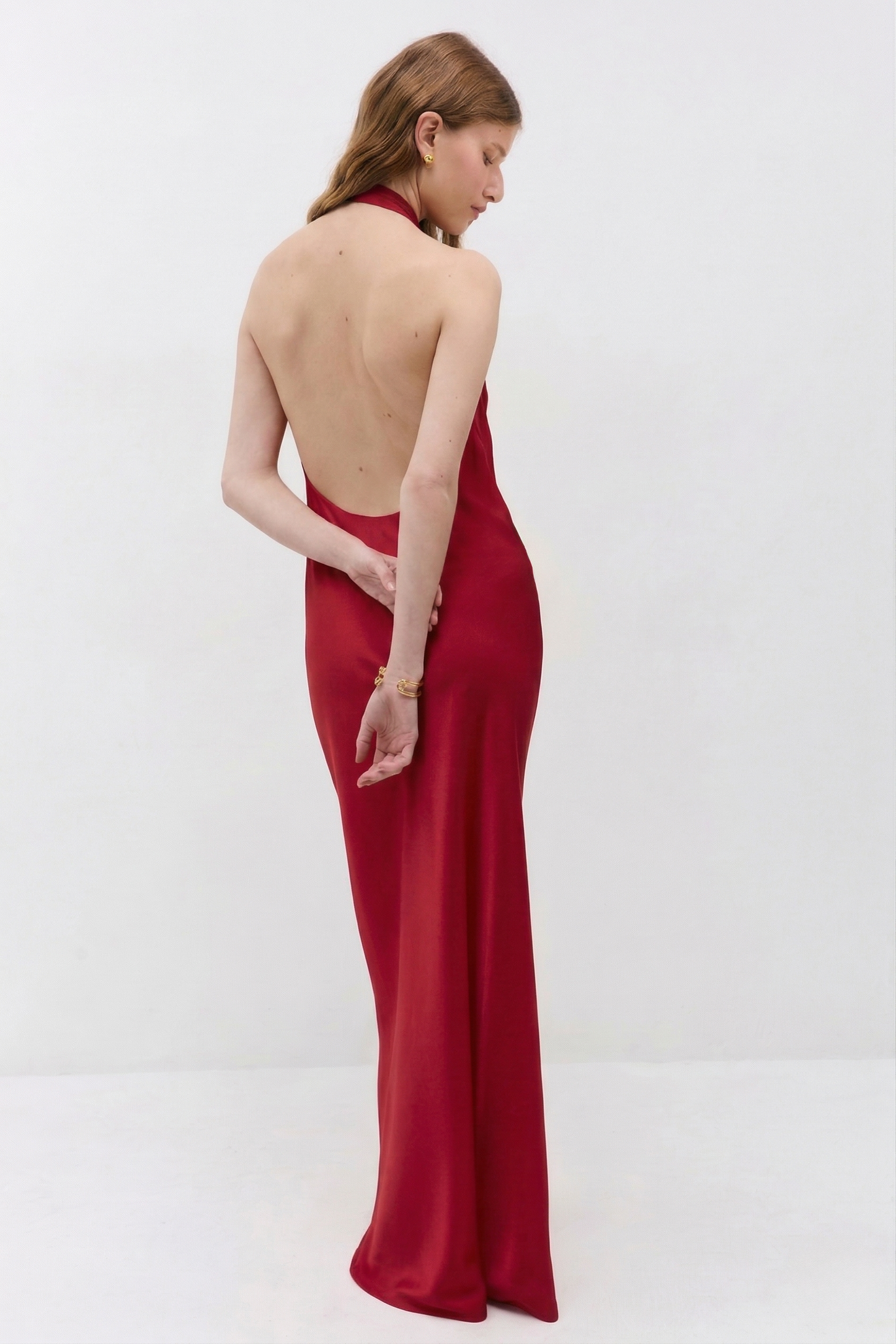 Satin Drape Maxi Dress