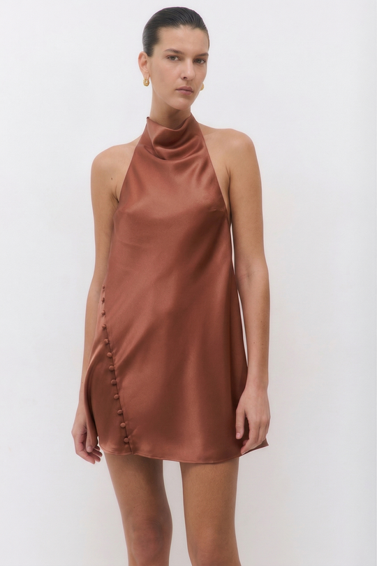 Satin Drape Mini Dress - Dé Rococo
