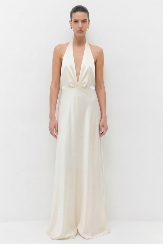 Satin Halter Maxi Dress - Dé Rococo