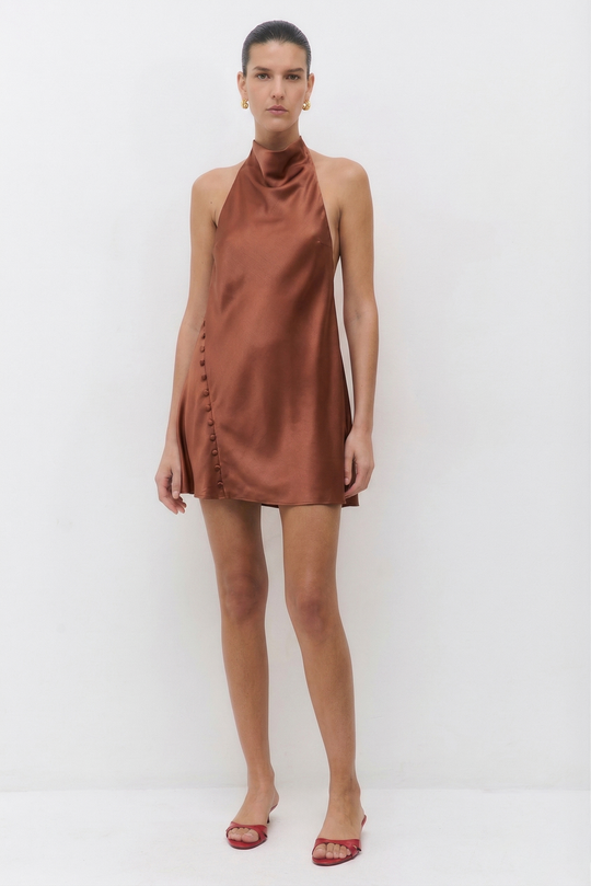 Satin Drape Mini Dress - Dé Rococo