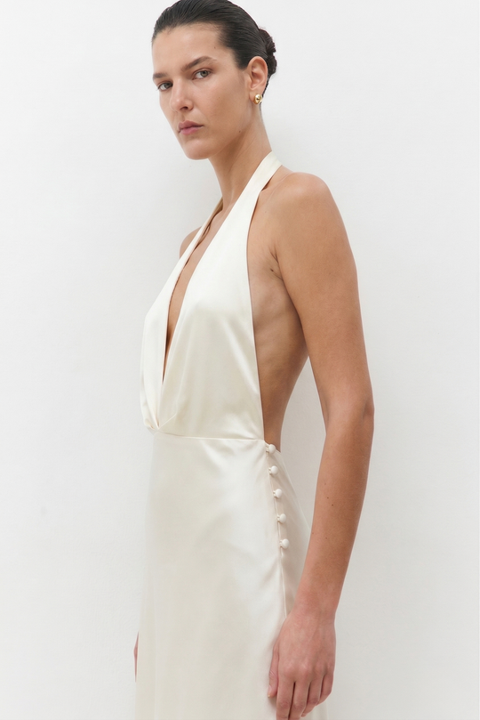 Satin Halter Maxi Dress - Dé Rococo