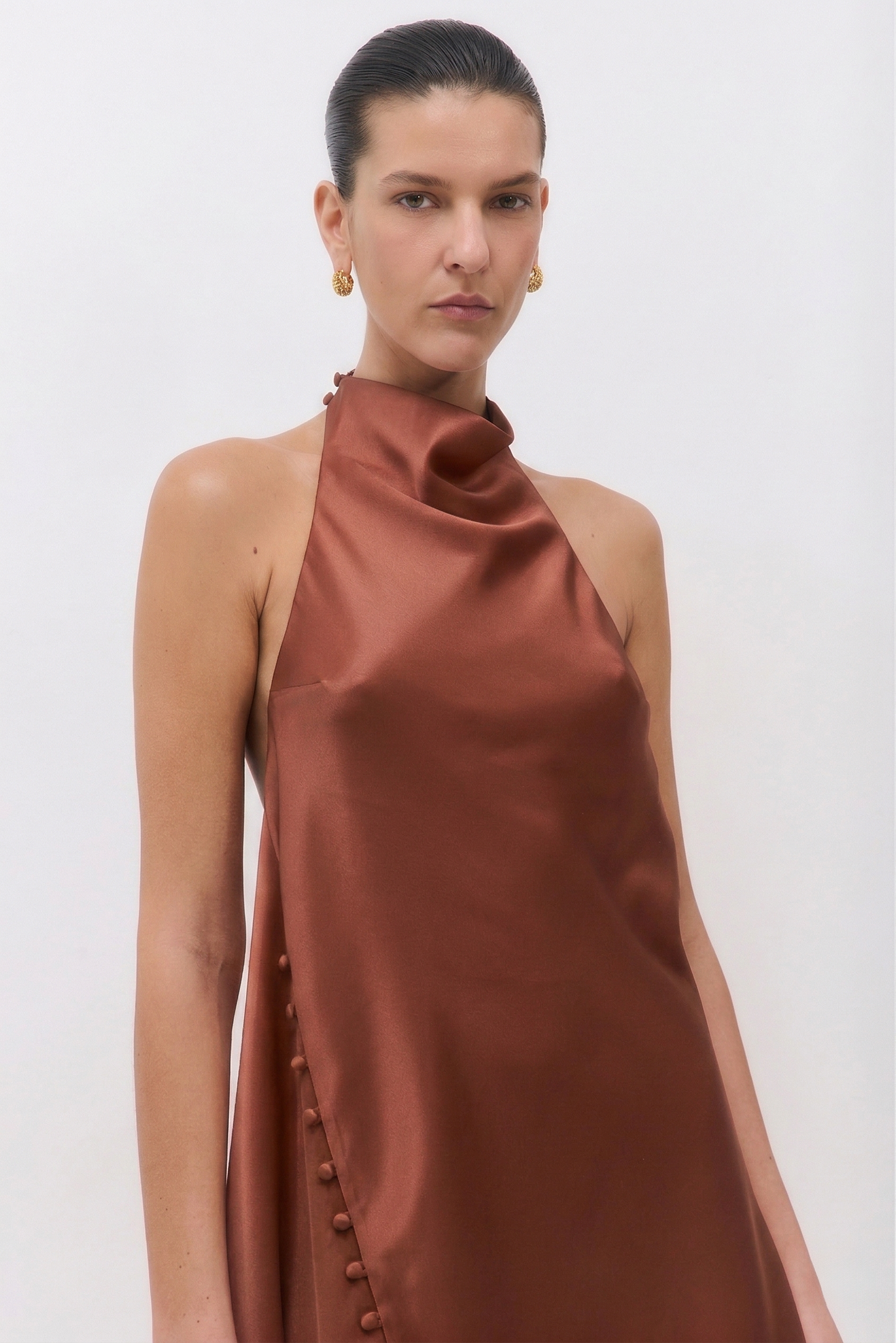 Satin Drape Mini Dress