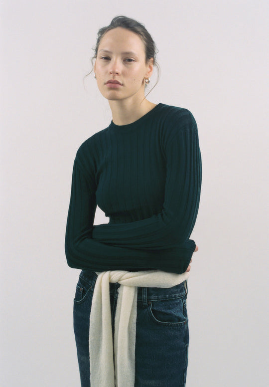 Soft Ribbed Crew Neck