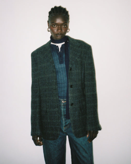 Tailored Wool Plaid Jacket