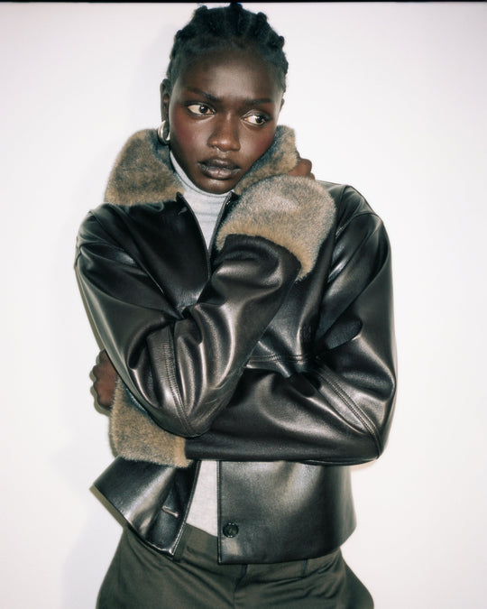 Vegan Leather Faux Fur Jacket