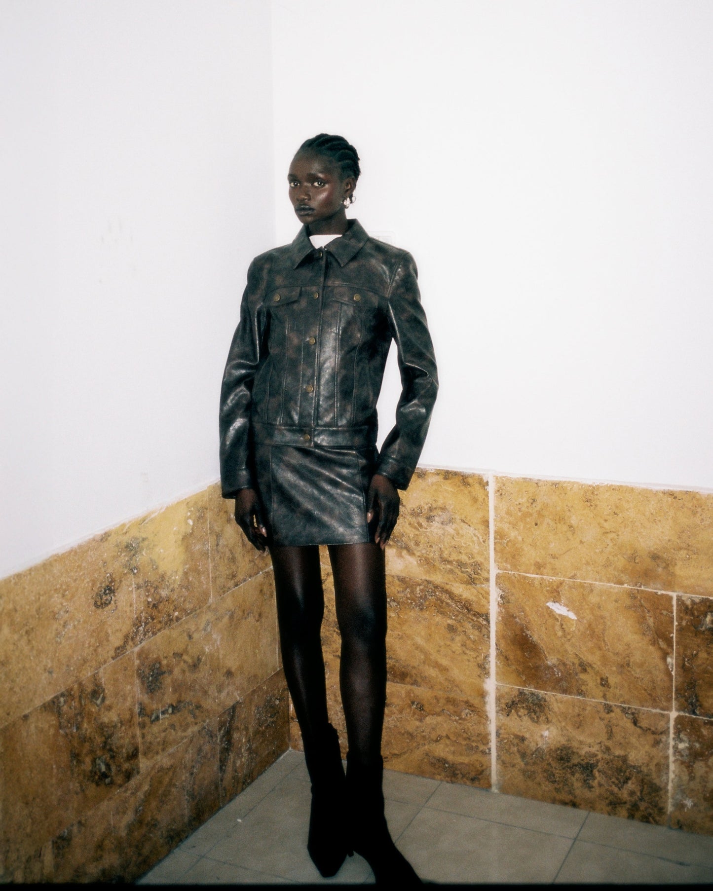 Vegan Leather Denim Fit Jacket - Dé Rococo