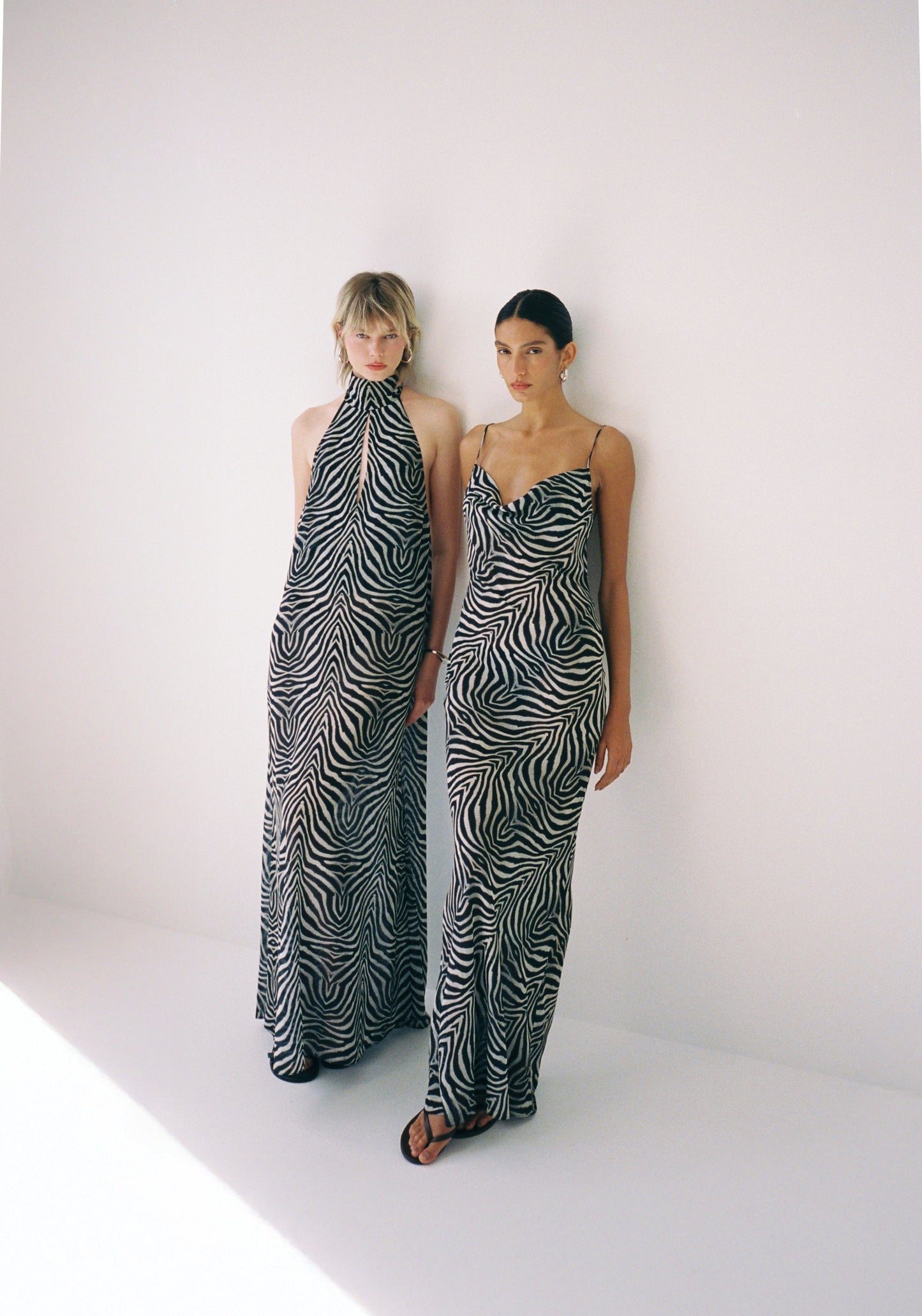 Semi Sheer Draped Maxi Dress - Dé Rococo
