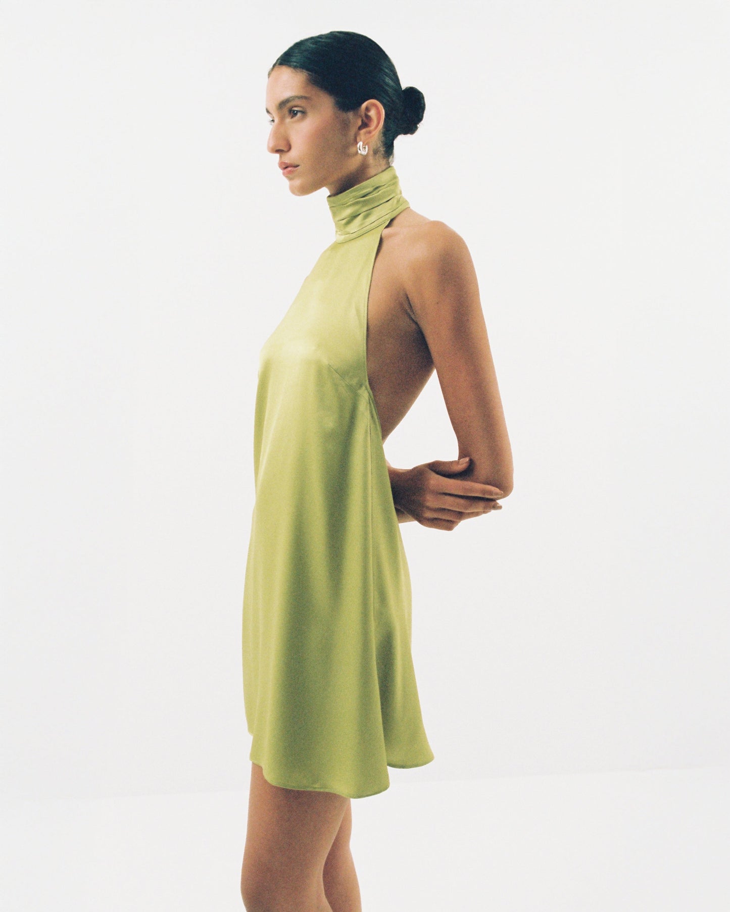 High Collar Satin Mini Dress - Dé Rococo