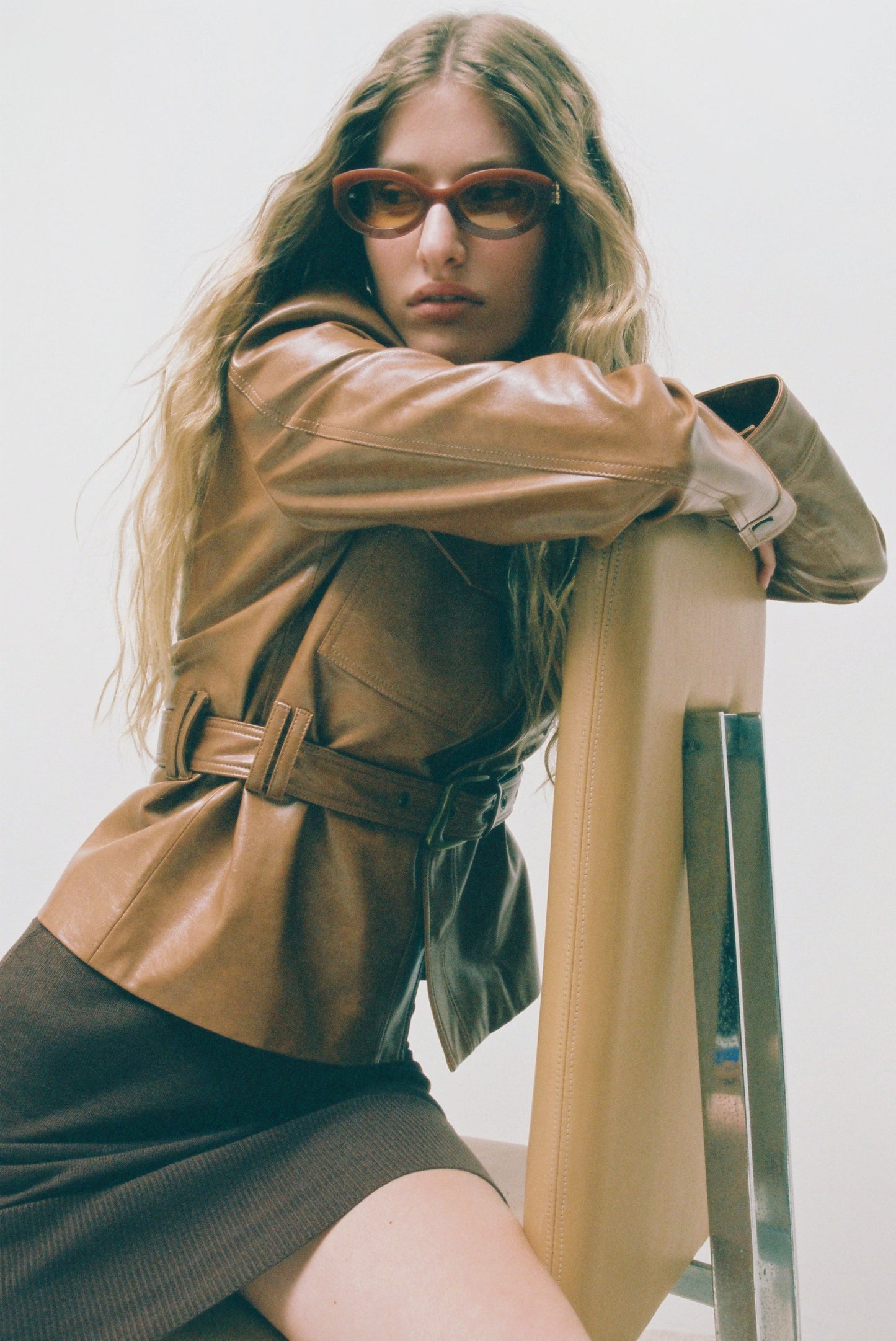 Belted Vegan Leather Jacket