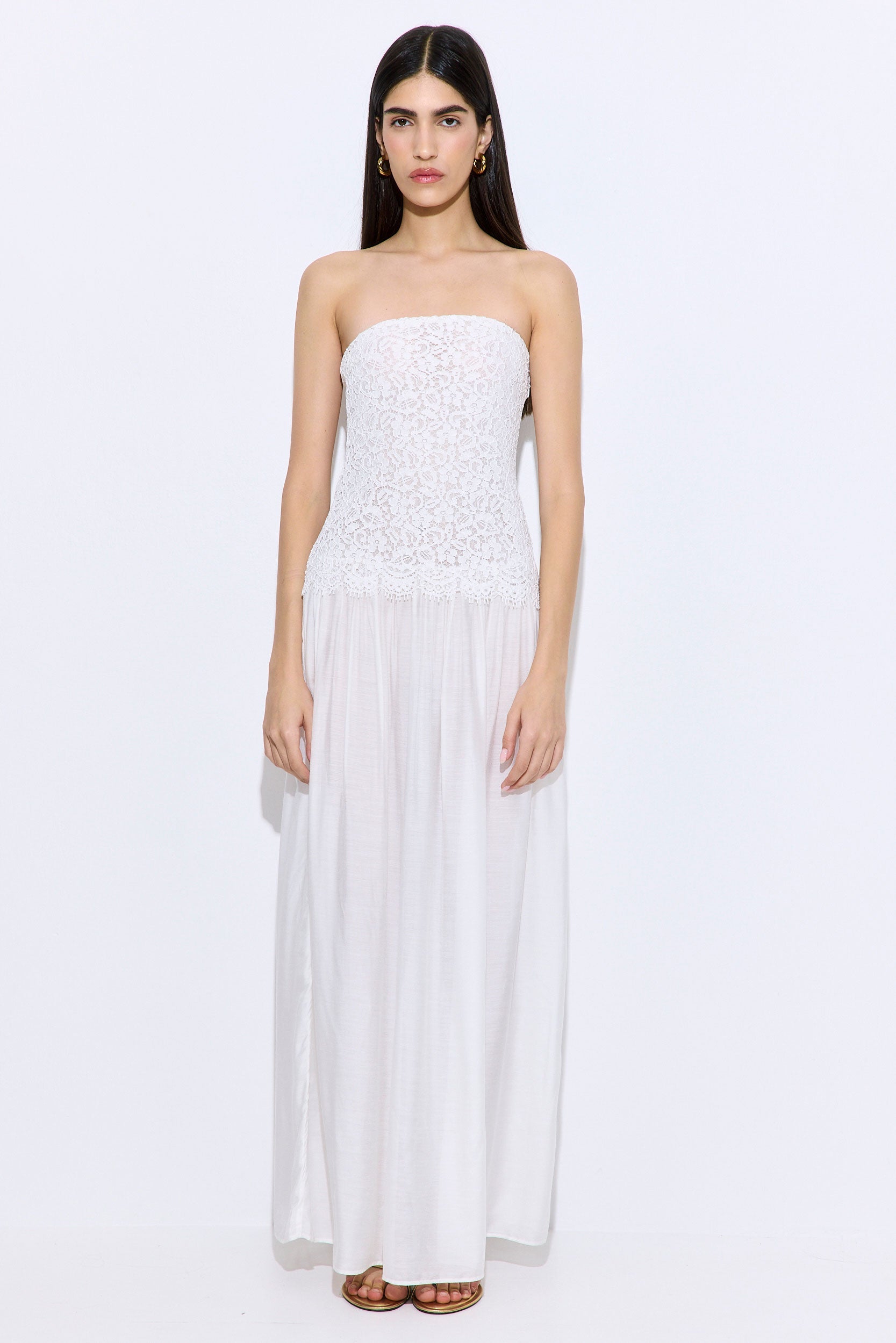 Lace Drop Waist Maxi Dress Off White / XS - Off White - D Rococo Lace Drop Waist Maxi Dress Off White / XS - Off White - D Rococo