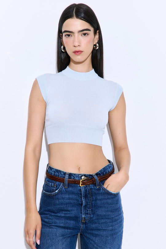 Cropped Sheer Sleeveless Knit - Dé Rococo