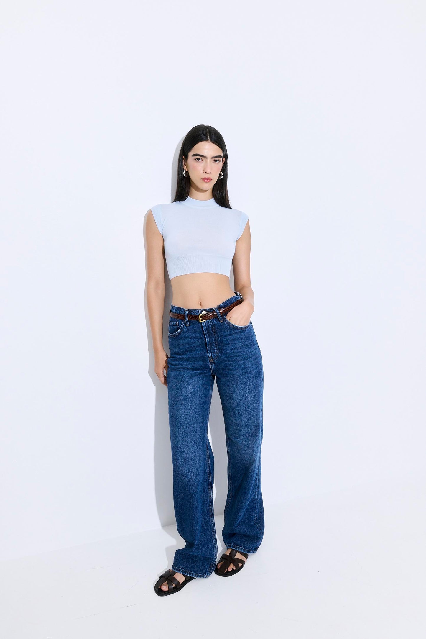Cropped Sheer Sleeveless Knit
