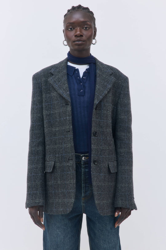 Tailored Wool Plaid Jacket