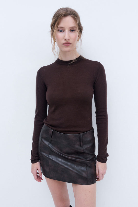 Merino Wool Crewneck Top - Dé Rococo