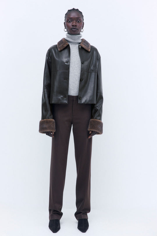 Vegan Leather Faux Fur Jacket