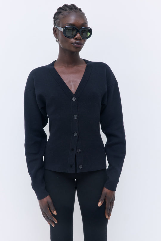 Cinched V Neck Cardigan - Dé Rococo