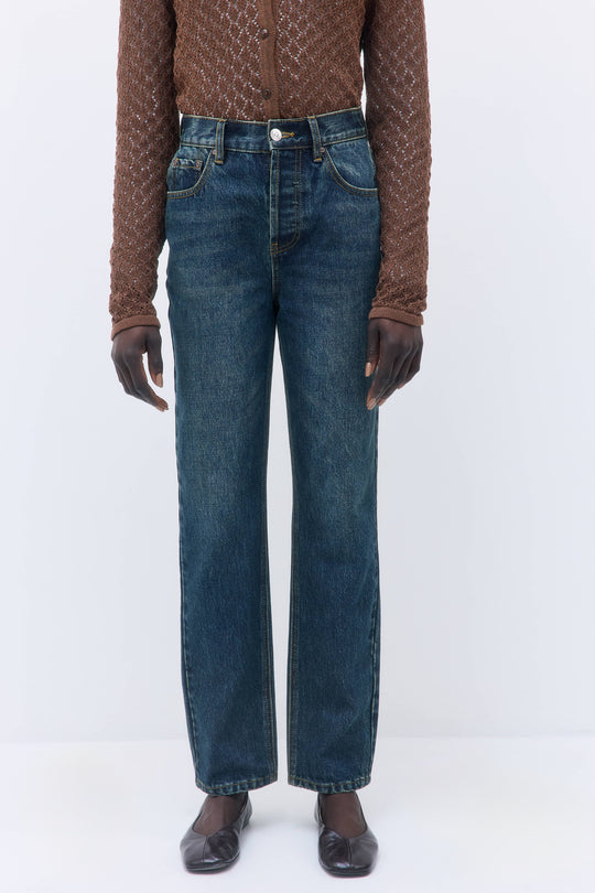 No.6| High Waisted Straight Full Length Denim - Dé Rococo