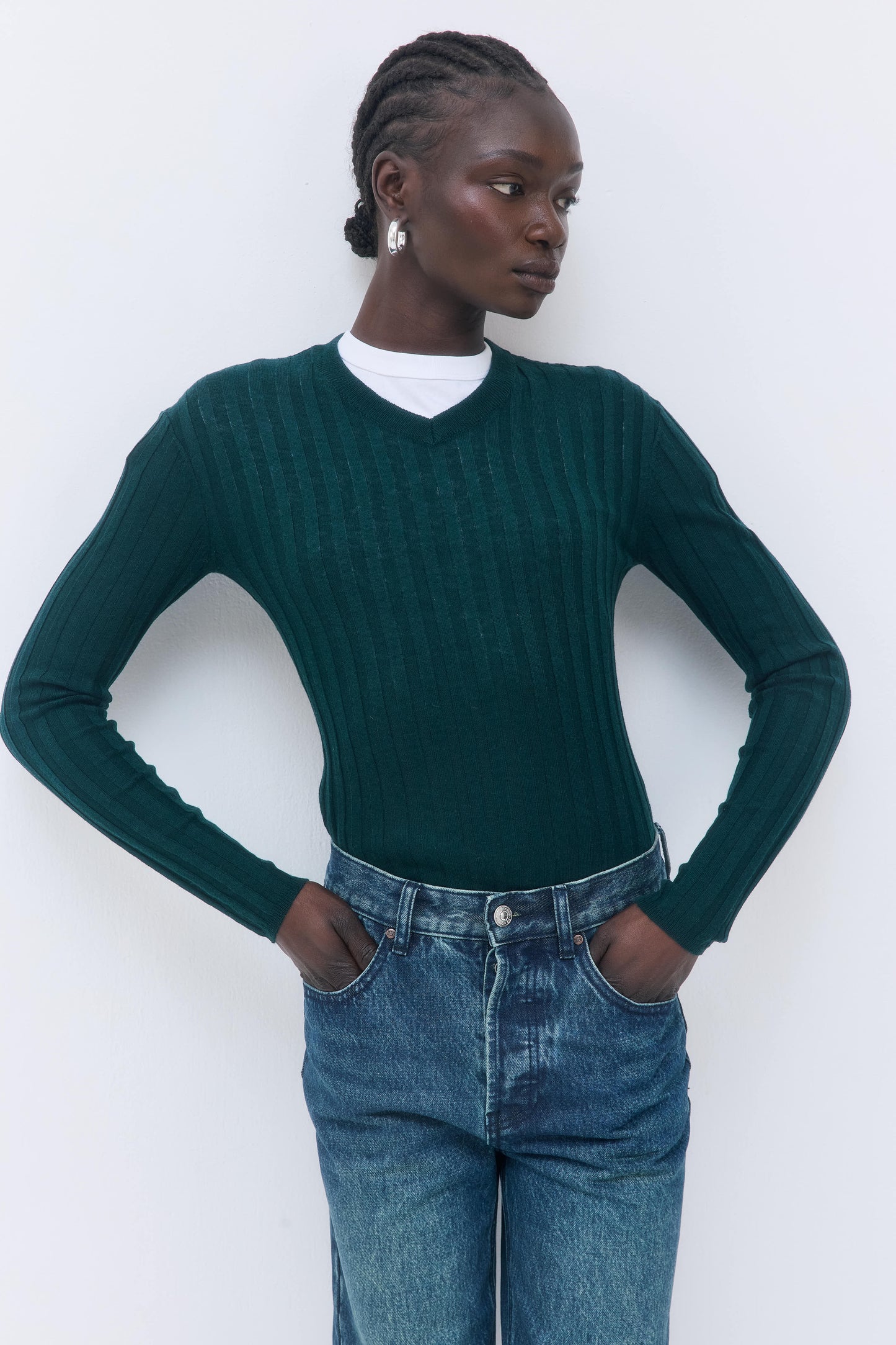 Soft Ribbed V Neck - Dé Rococo