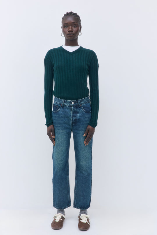 Soft Ribbed V Neck - Dé Rococo