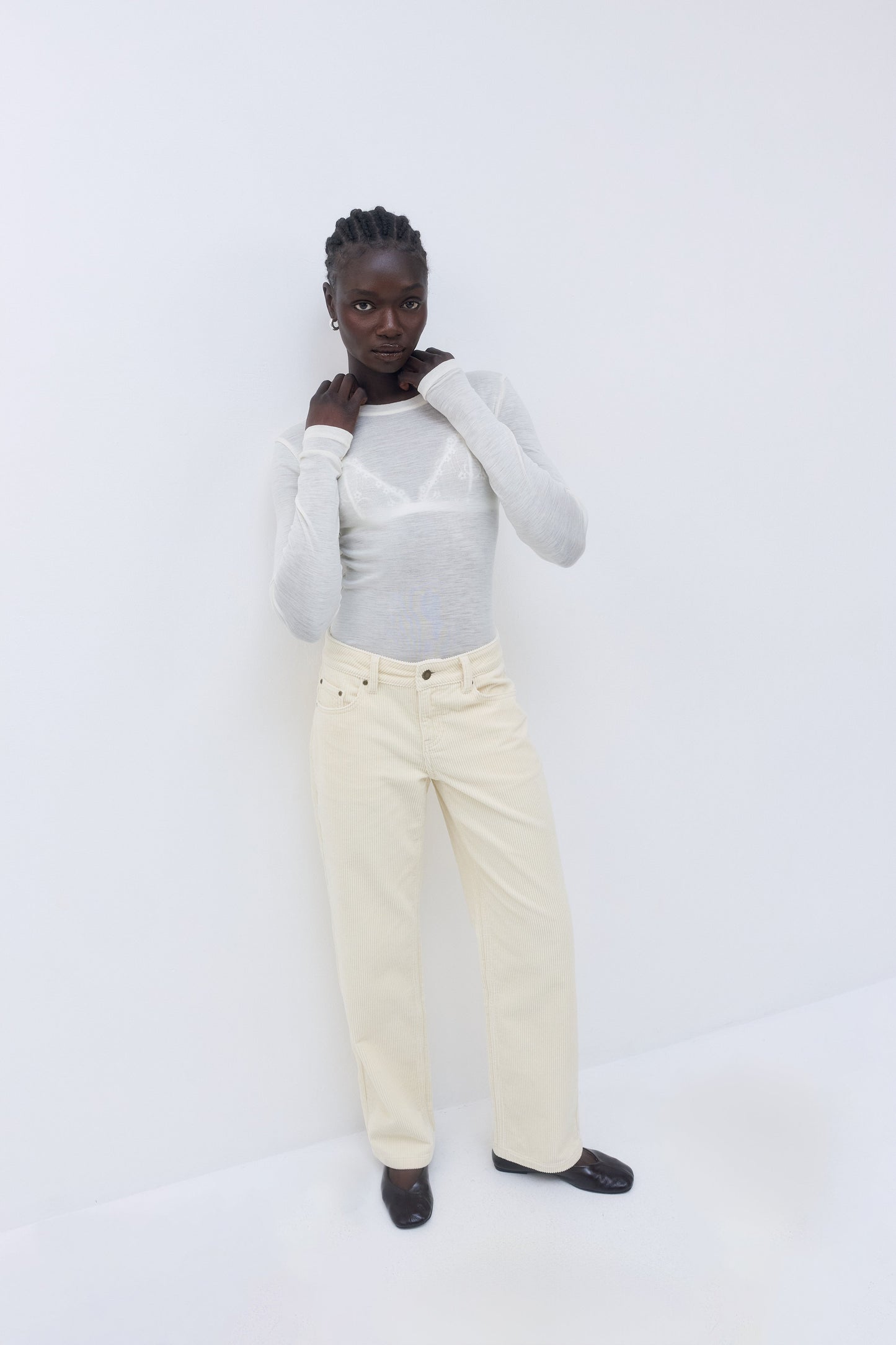 Mid Waist Corduroy Pants - Dé Rococo