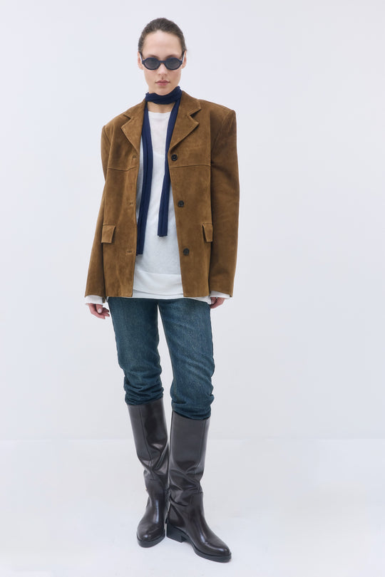 Suede Leather Blazer - Dé Rococo