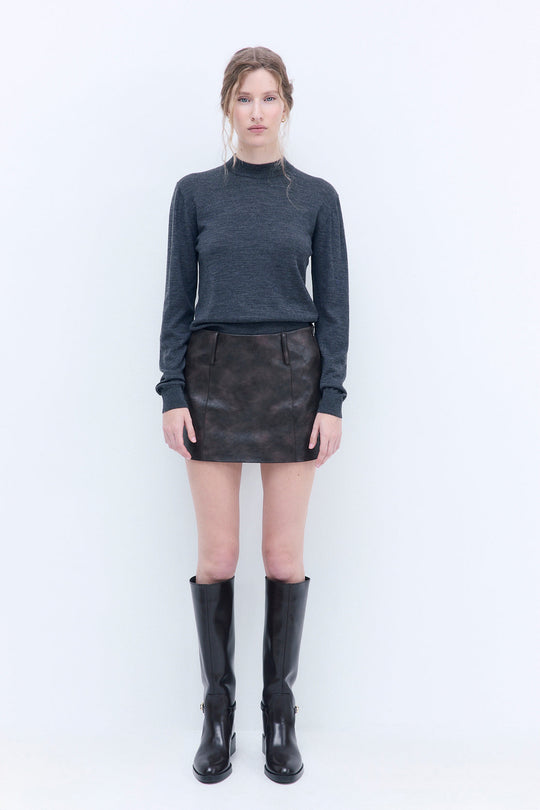 Fitted Vegan Leather Mini Skirt - Dé Rococo