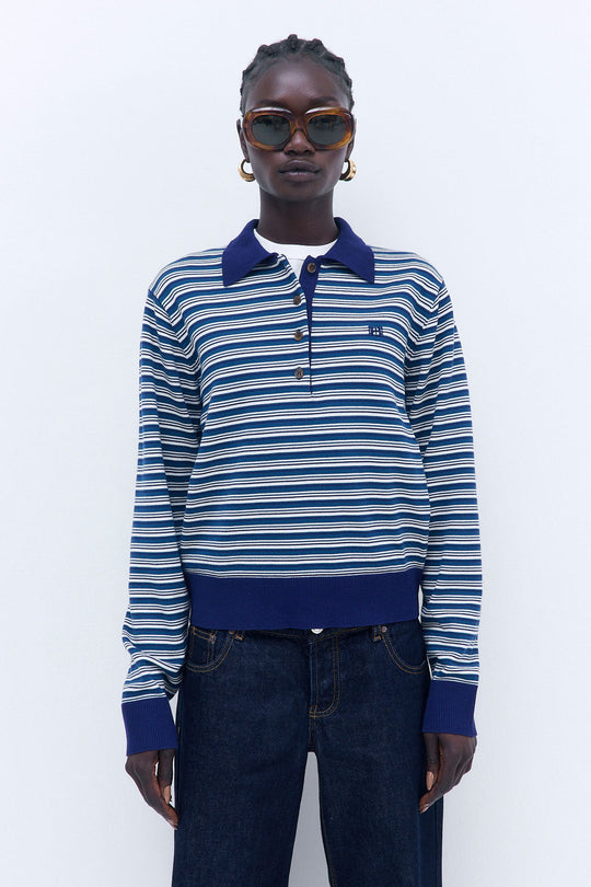 Long Sleeved Knitted Polo Shirt - Dé Rococo