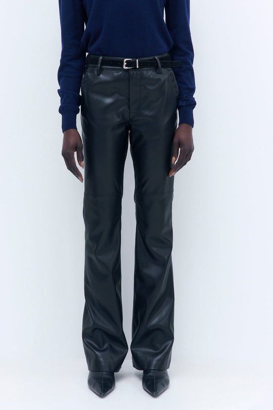 Stitch Detail Vegan Leather Pants - Dé Rococo