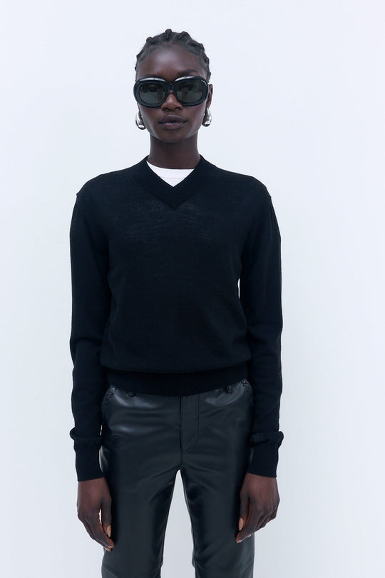 Merino Wool V Neck Sweater - Dé Rococo