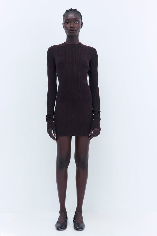 Ribbed Long Sleeve Mini Dress - Dé Rococo