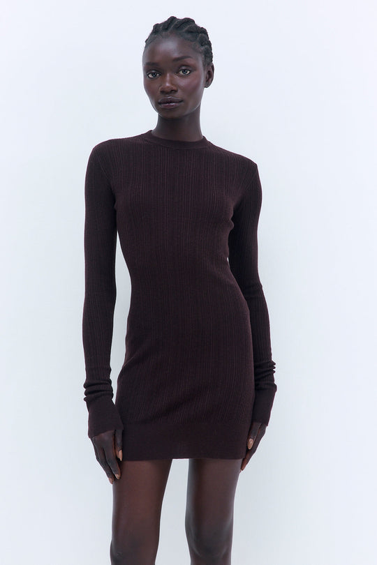 Ribbed Long Sleeve Mini Dress - Dé Rococo