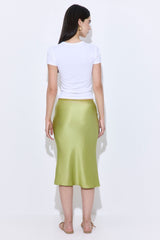 Satin Slip Midi Skirt