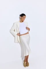 Satin Slip Midi Skirt