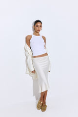 Satin Slip Midi Skirt