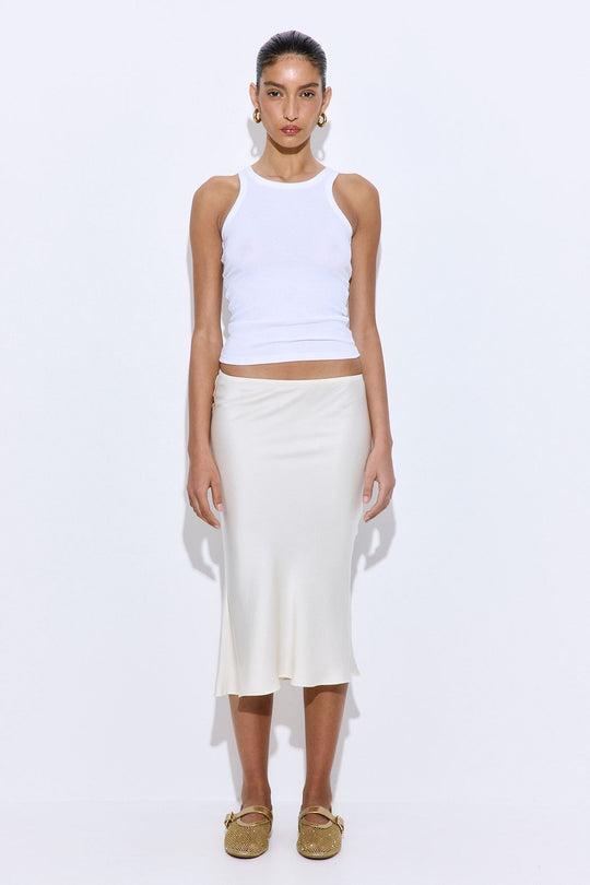 Satin Slip Midi Skirt - Dé Rococo