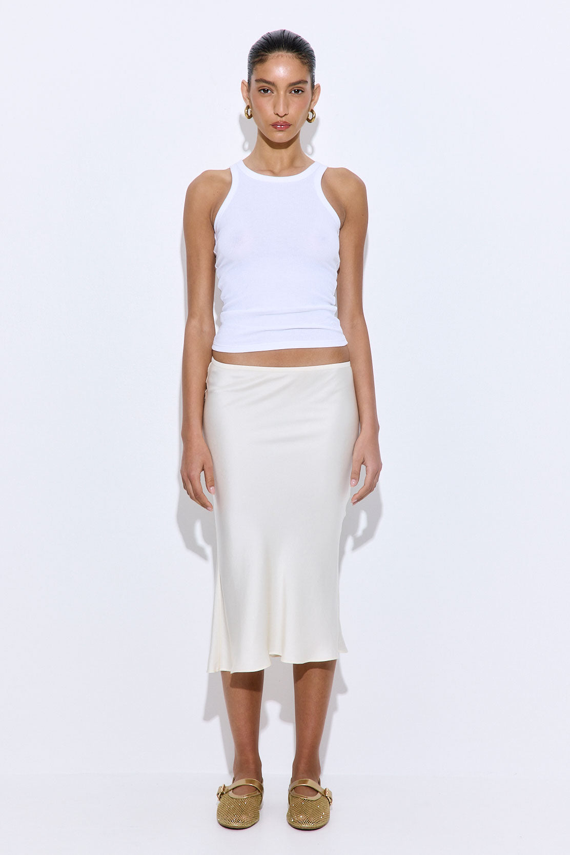 Satin Slip Midi Skirt