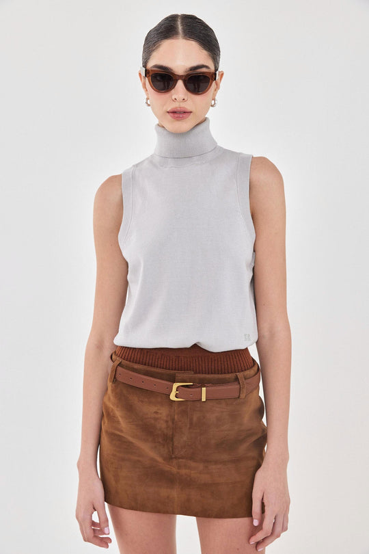 Sleeveless Knit Turtleneck Top - Dé Rococo
