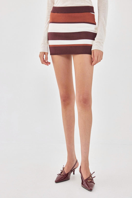 Knitted Striped Mini Skirt - Dé Rococo