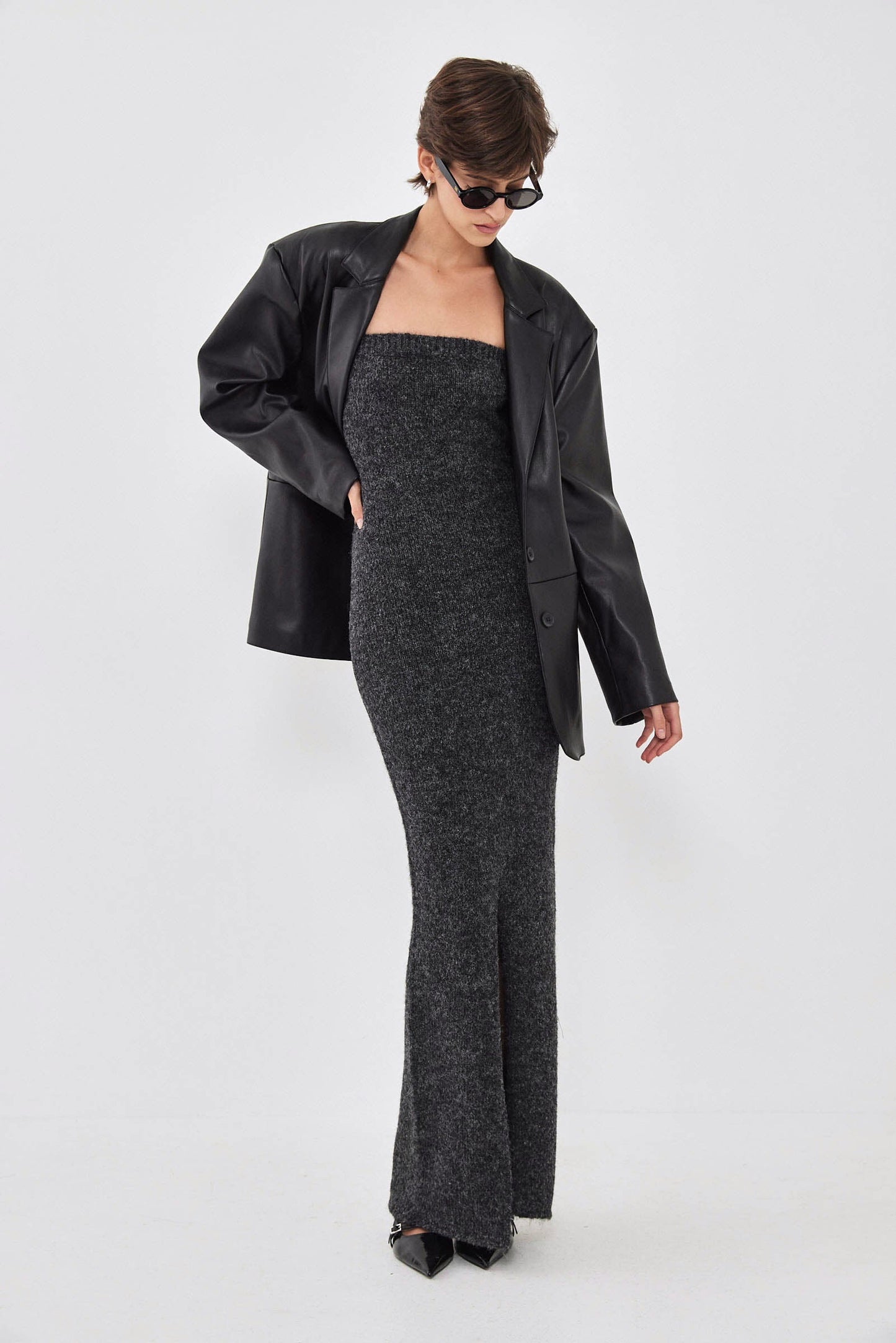 Fuzzy Strapless Maxi Dress - Dé Rococo