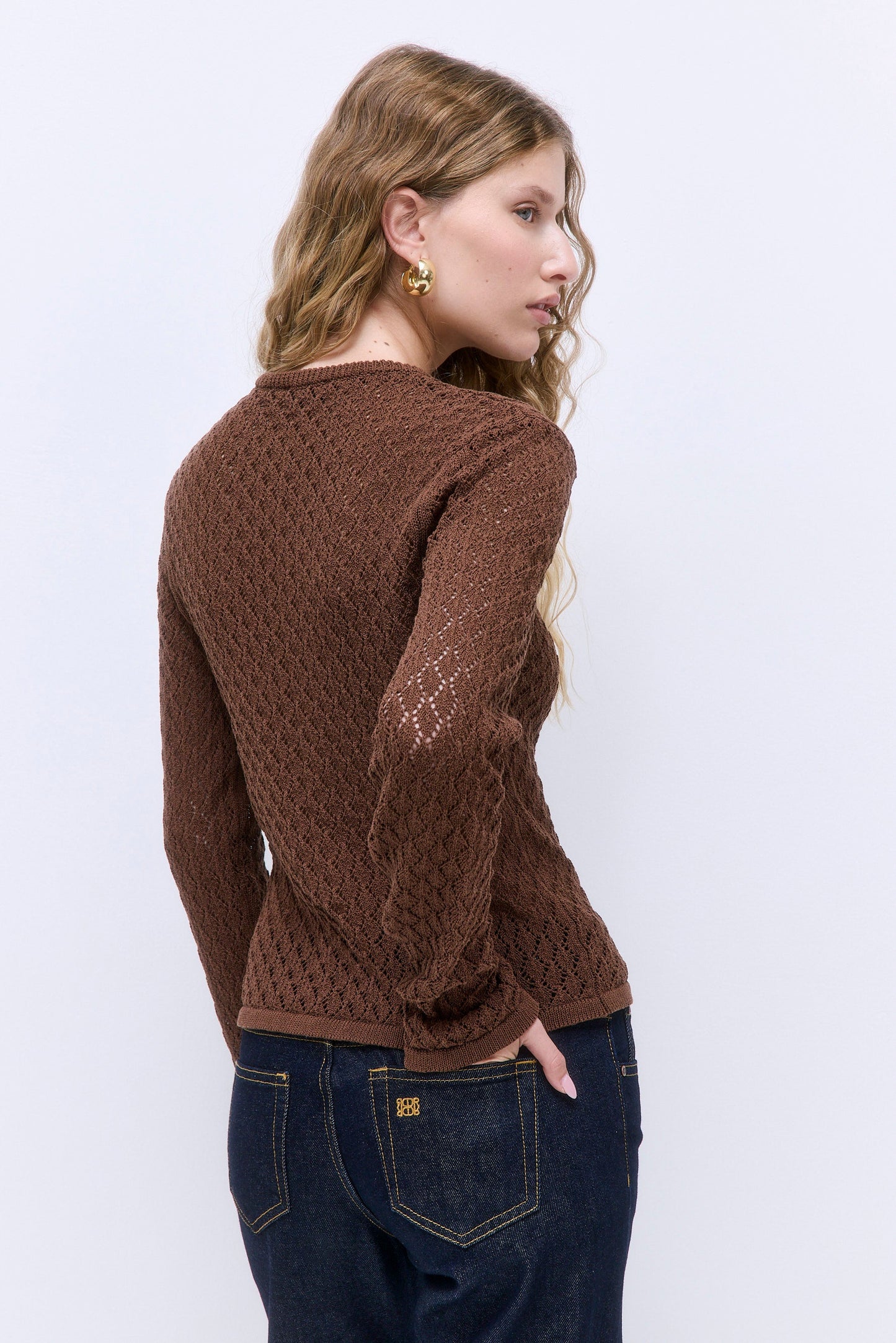 Diamond Knit Crochet Cardigan