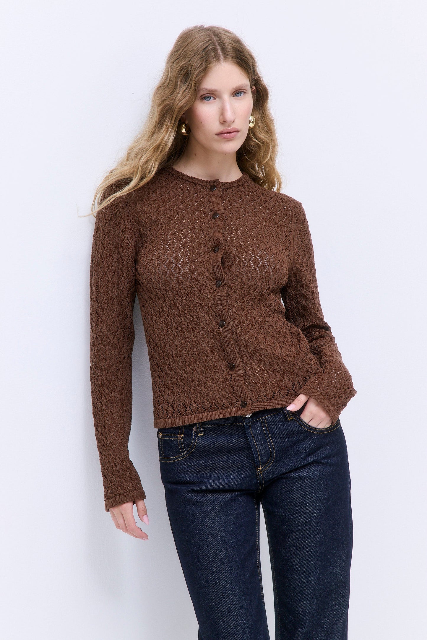 Diamond Knit Crochet Cardigan