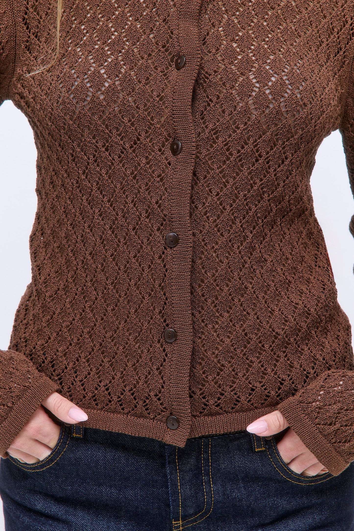 Diamond Knit Crochet Cardigan