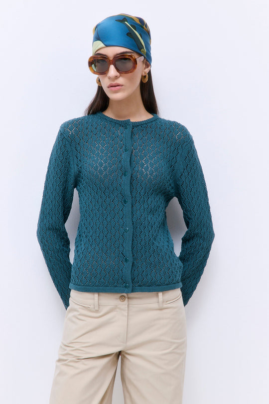 Diamond Knit Crochet Cardigan - Dé Rococo