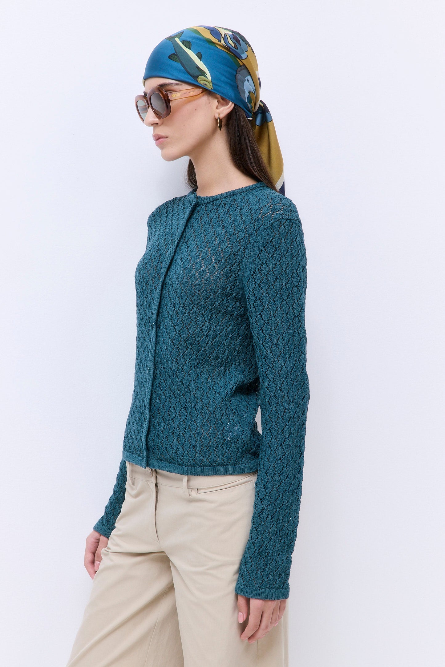 Diamond Knit Crochet Cardigan