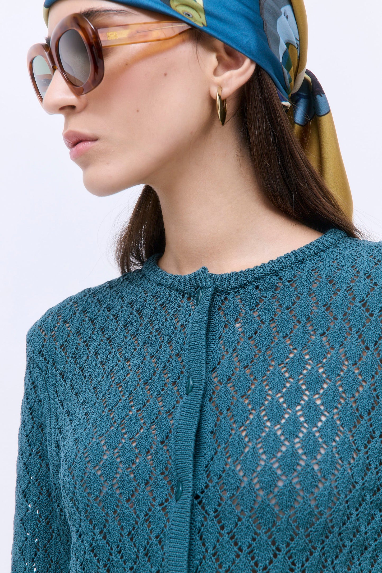 Diamond Knit Crochet Cardigan