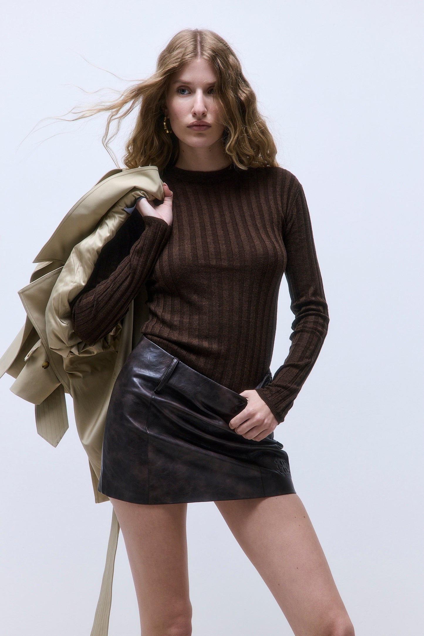 Oversized Cropped Double Breasted Trench Coat