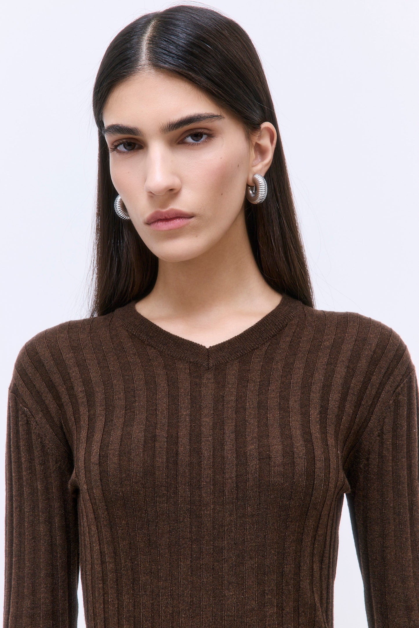 Soft Ribbed V Neck